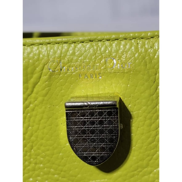 Authentic Christian Dior Leather Mini Diorever Top Handle Bag Neon - Picture 7 of 13